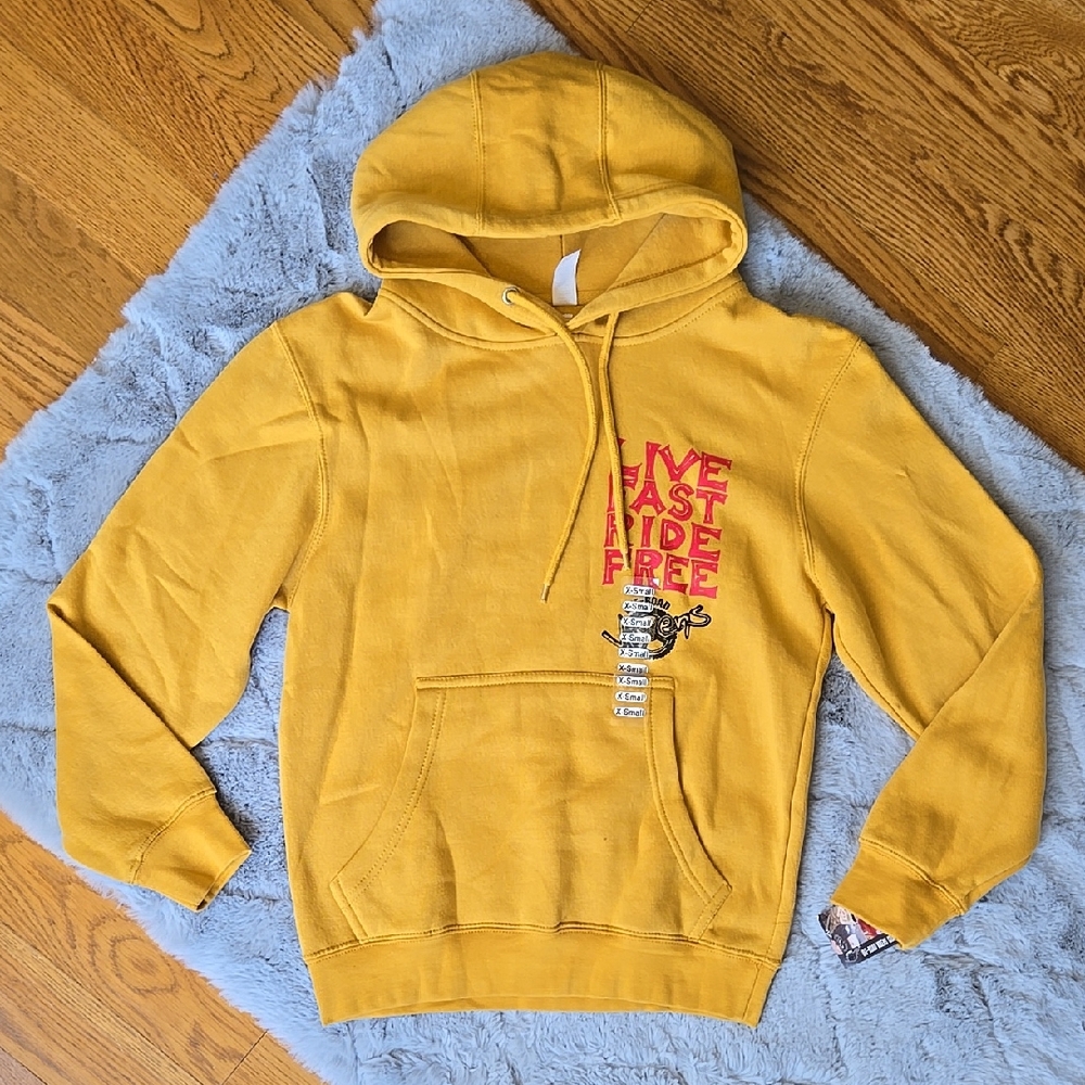 Off Road Vixens Yellow Graphic Print Hoodie, Womens Extra Small